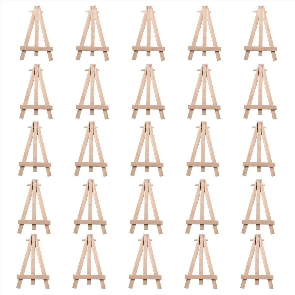 25 Pieces of Mini 5 Inch Wooden Easel. Business Cards, Display Photos, Small Canvases, Classroom DIY Arts and Crafts