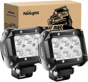 Nilight LED Pods 4PCS 18W 1260lm Flood Light Bar Driving Fog Off Road Lights Work 24V 12V For Motorcycles Van Camper Car Pickup ATV UTV SUV Vehicle