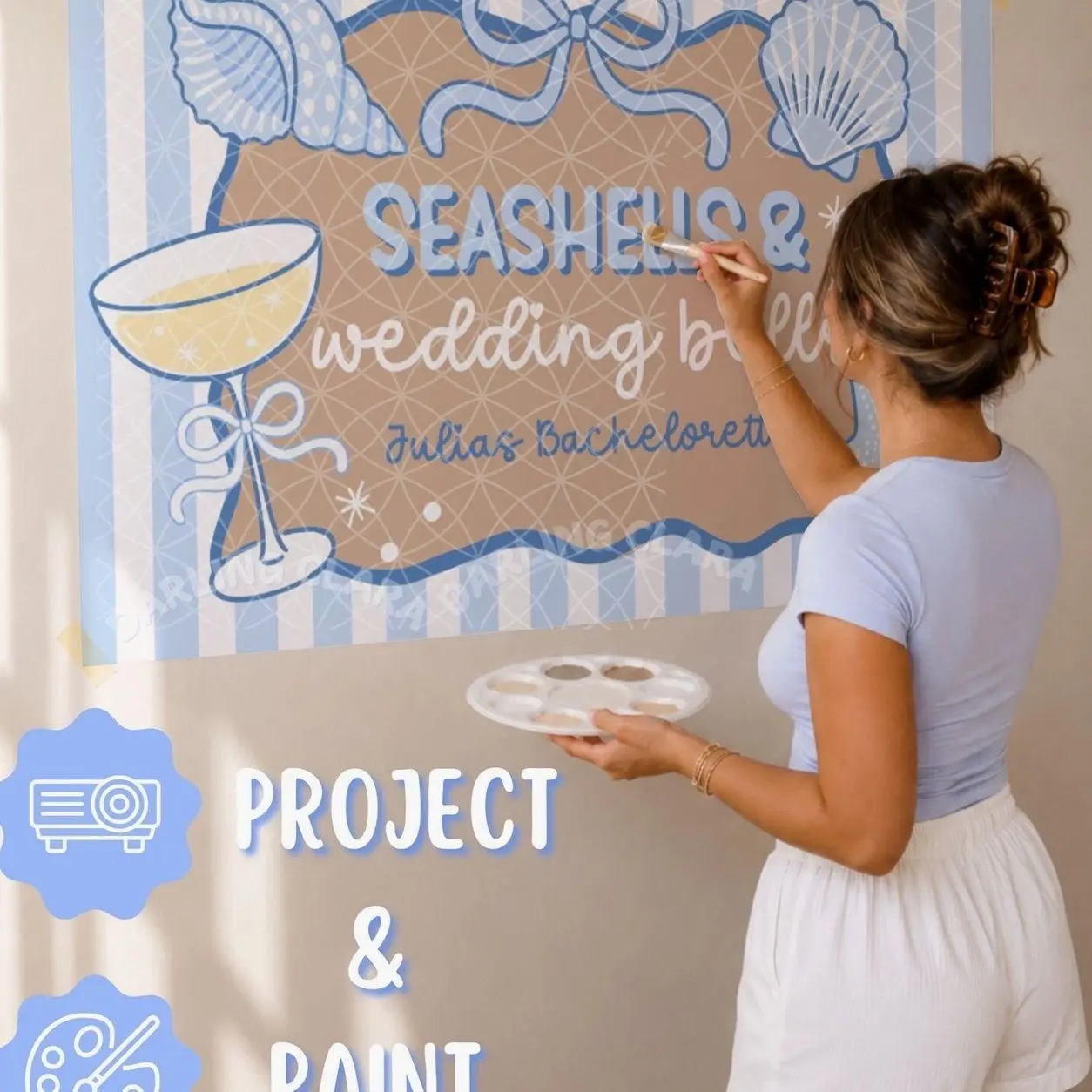 Seashells and Wedding Bells Bachelorette Banner, Coastal Bach Party Decor