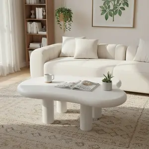 Cloud coffee table, modern design, fashionable simplicity, overall white cream style, suitable for placement in living rooms, lounges, study rooms, etc., can add a touch of color to the room