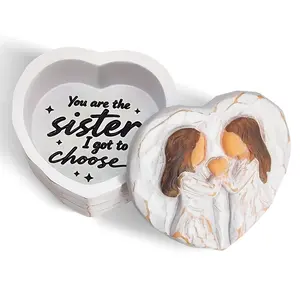 Friend Small Keepsake Box, Best Friend Birthday Gifts for Women - Mothers Day Gifts for Friend, Sister Gifts from Sister - Bestie Friendship Gift Hand-Painted Resin Jewelry Keepsake Box