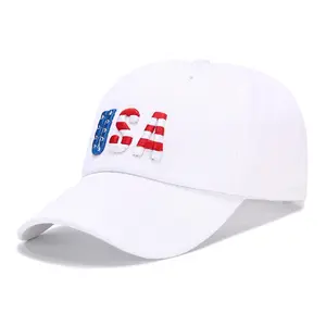 WODXCOR Casual Outdoor Sport Hat with USA Flag Design White Baseball Cap for Casual Wear