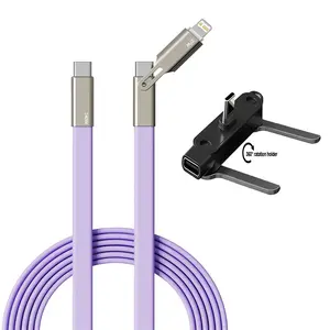 PD Phone Stand Charging Cable, USB-C to Type-C/iOS Interface, PD Phone Stand Adapter, 2-In-1 Data Line, Phone Stand Charging Function