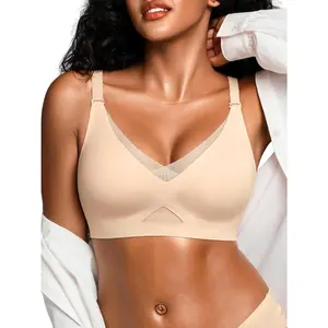 Bras for Women No Underwire, Full Coverage Seamless Comfortable Bralette with Support and Lift, Wireless Padded Bra
