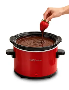 Betty Crocker 0.7-Quart Mini Slow Cooker, Chocolatier & Simmer Pot, Electric Pot with Removable Stoneware Crock, Cool Touch Handles, Tempered Glass Lid, Perfect for Fondue & Dips, BC-2555R, Red