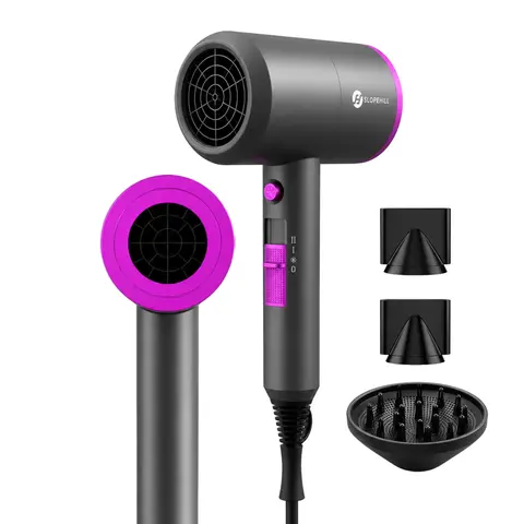 Professional Ionic Hairdryer Kit - 1800W Fast Drying Hair Tool with Diffuser for Bouncy Curls, Concentrator for Blowout Hair & Body Blow Dry, Heat Protection, Adjustable Speed Styling Tool for Home/Salon Use, Mother's Day Gift