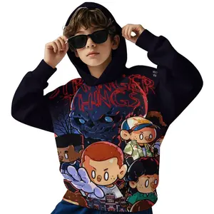 Stranger ThingsKids' Hoodie Pullover, Long Sleeve Relaxed Fit Sweatshirt in Soft Material -Sweaters Pullover with Pocket Girls Boys D1229-020