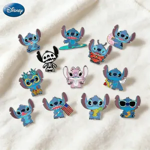 12Pcs Disney Stitch Cartoon Brooch Official Licensed Cute Badge Zinc alloy Daily Decoration Clothing Bags Holiday Birthday Gift Friends Anime Fans