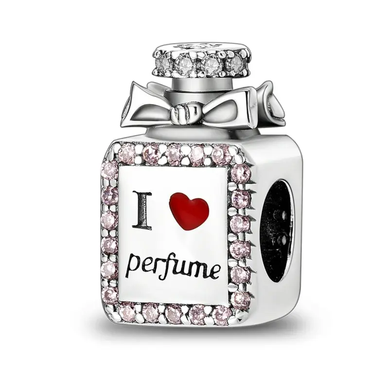 Fashion Perfume Bottle Shaped Beads, Rhinestone & Heart & Letters Decor Fragrance Charm for Women Bracelet and Necklace Making, Suitable for DIY Birthday Gift, DIY Jewelry Accessories, DIY Jewelry Decoration