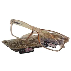 Sophie (Blue Light Glasses) (Blue Blocker) Reduce Eyestrain, A/R Anti Glare. +1.25..+3.00 Square (Transparent Brown ) NY Fifth Avenue. Crystal Clear High Quality Eyewear Reading Eyeglasses