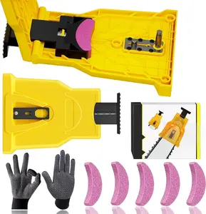 Chainsaw Sharpener, Portable Chainsaw Sharpener, Universal Chain Saw Blade Sharpener Kit with 5 Sharpening Stones, Fast Working Chainsaw Chain Sharpening Tool for 12-22 Inch Chain Saws