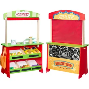 VEVOR Kids Pretend Play Grocery Store, Wooden Supermarket Toy Set with Shopping Bag, Conveyor Belt, Scanner, Cash Register, Realistic Scale, Gift for Boys GirlsVEVOR Super Brand Day