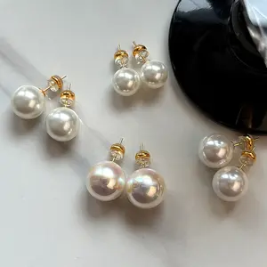 Cream White 8mm Pearl Stud Earrings