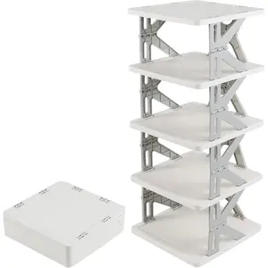Foldable Shoes Organizer 5-Tier Vertical Shoe Rack Narrow Shoe Storage for Entryway Front Door Closet Bedroom Hallway