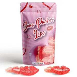 NY SPICE SHOP Sour Pucker Candy - Lickey Lips Strawberry Candy - Sour Candy Variety Pack - Bulk Candy - Congratulations Candy - Pink Chewy Candy - Red Wax Lips Candy for Adults, Kids - 8 Ounce