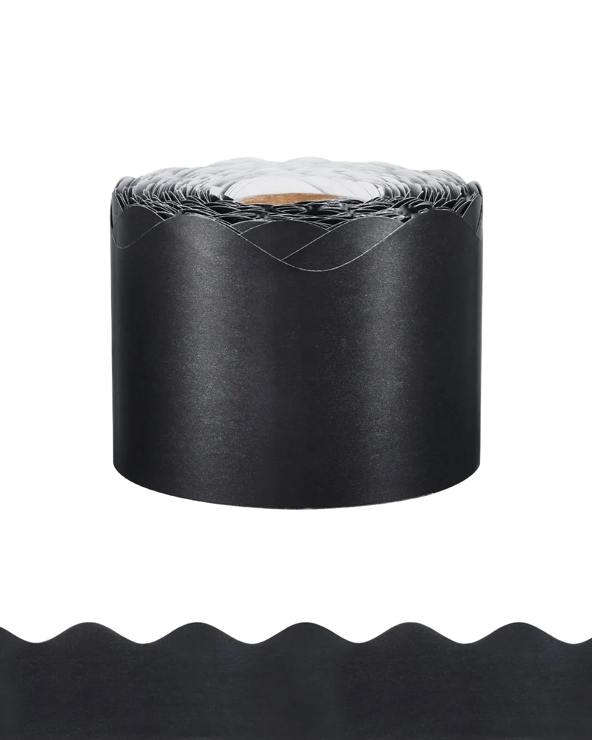 Bulletin Board Border 65.6 Feet Rolled Scalloped Border Trim For School Black - Classroom Decor, Educational Wall Border, Teacher Supplies, Durable Rolled Border Tape, Easy Peel And Stick, Ideal For Classrooms And Hallways