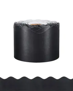 Bulletin Board Border 65.6 Feet Rolled Scalloped Border Trim For School Black - Classroom Decor, Educational Wall Border, Teacher Supplies, Durable Rolled Border Tape, Easy Peel And Stick, Ideal For Classrooms And Hallways