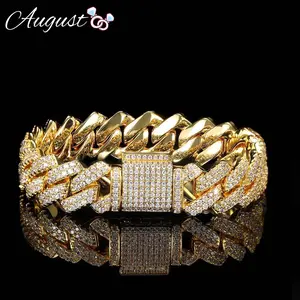 Men's Retro Hip Hop Cubic Zirconia Cuban Link Bangle - Unisex Cuban Chain Bracelet, Artificial Gemstone Jewelry, Bling Stylish Accessory for Everyday Wear