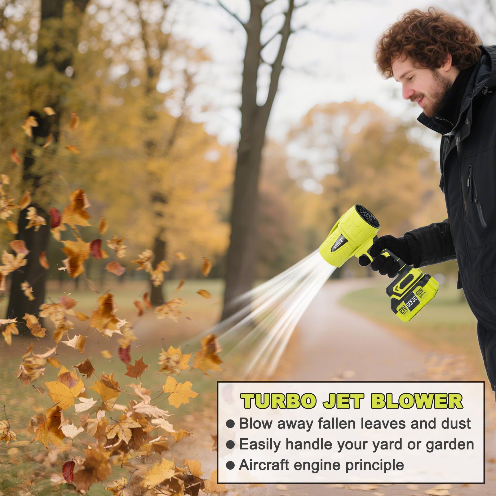 SEESE Turbo Jet Leaf Blower,Cordless Leaf Blower, Violent Turbo Fan, Pure Copper Motor,Car Drying After Wash, Handheld Snow Blower,Cordless Turbo Power Air Duster,Home Improve,Garden Mainte Holiday gifts