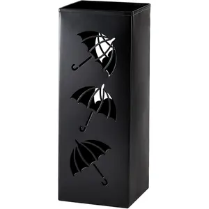 Okllen Metal Umbrella Holder, Square Umbrella Stand Rack for Entryway, 6.3" x 6.3" x 16.5", Black