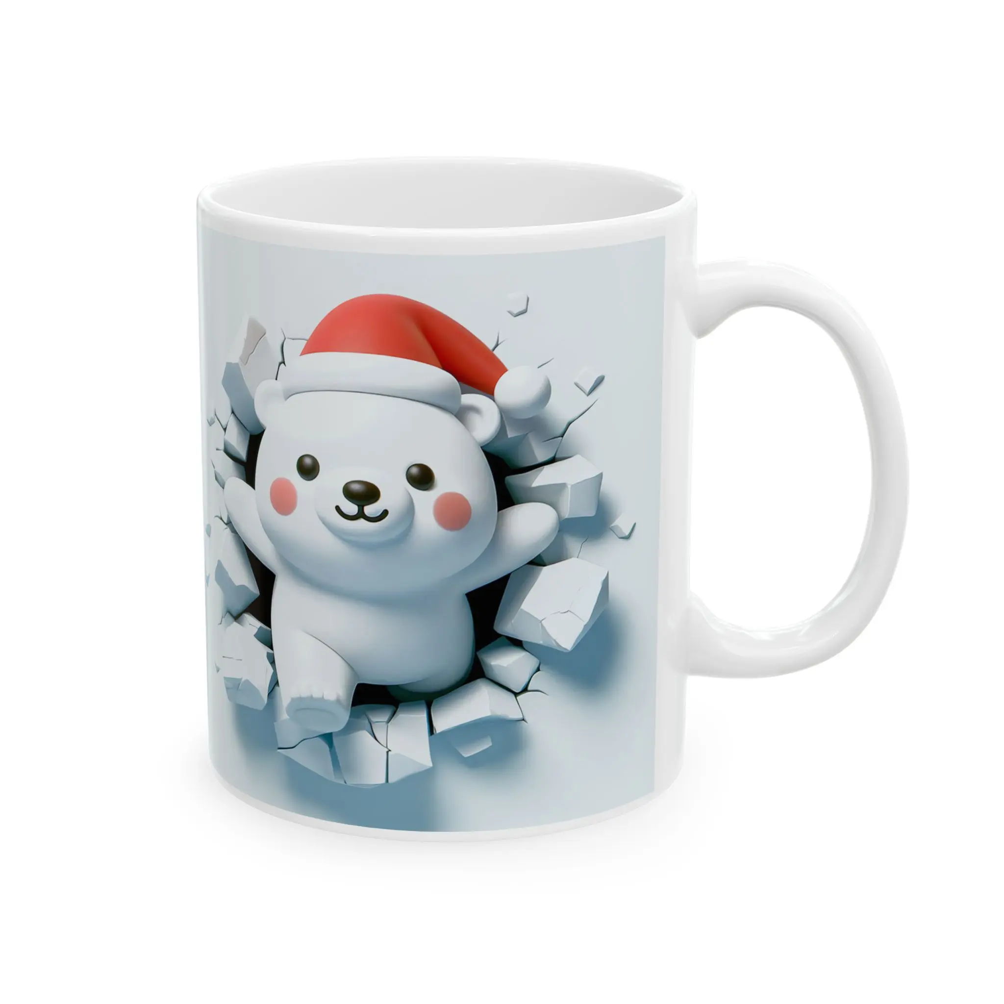 Cute Holiday Bear Ceramic Mug, Perfect for Christmas, Fun Hot Chocolate Gift, Cozy Winter Beverage, Festive Kitchen Decor