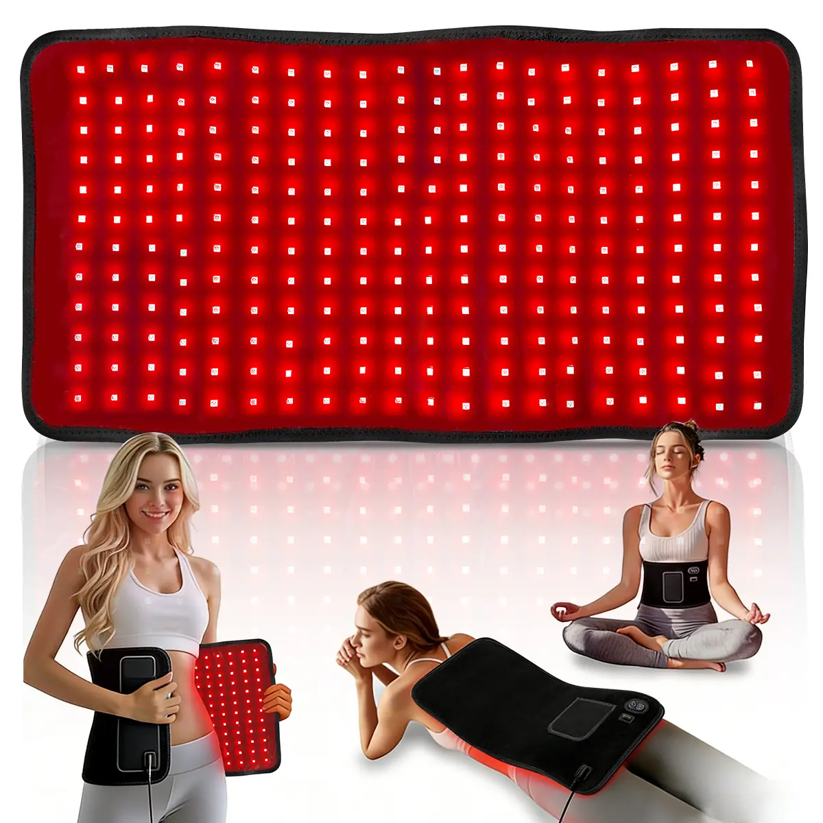 Red Light Therapy Pad, 23 x 12-inch Rectangular Near-Infrared Light Body Wrap with 3-in-1 Chip and 242 LEDs for Back, Waist, and Shoulders, Infrared Light Therapy
