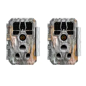 2 pack BLAZEVIDEO Wildlife Trail Camera Hunting Deer Game Cam with 24MP Photo 1296P H.264 MP4 Video Night Vision 0.1S Trigger Speed Hard Grey Hide Camo Case