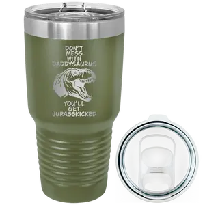 Personalized Daddysaurus 30 oz Tumbler - Olive Green