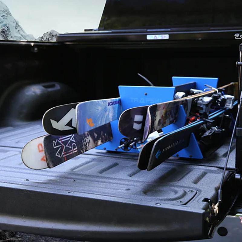 TRAPSKI QUAD Water Ski & Wake/Snowboard Rack - 12 lbs, 30"L x 20"W x 12"H, Trapezoid Design, Premium Strap, Portable for Trucks & Cars, Ideal for Wakeboarding, Water Skiing, Snowboarding - Gear