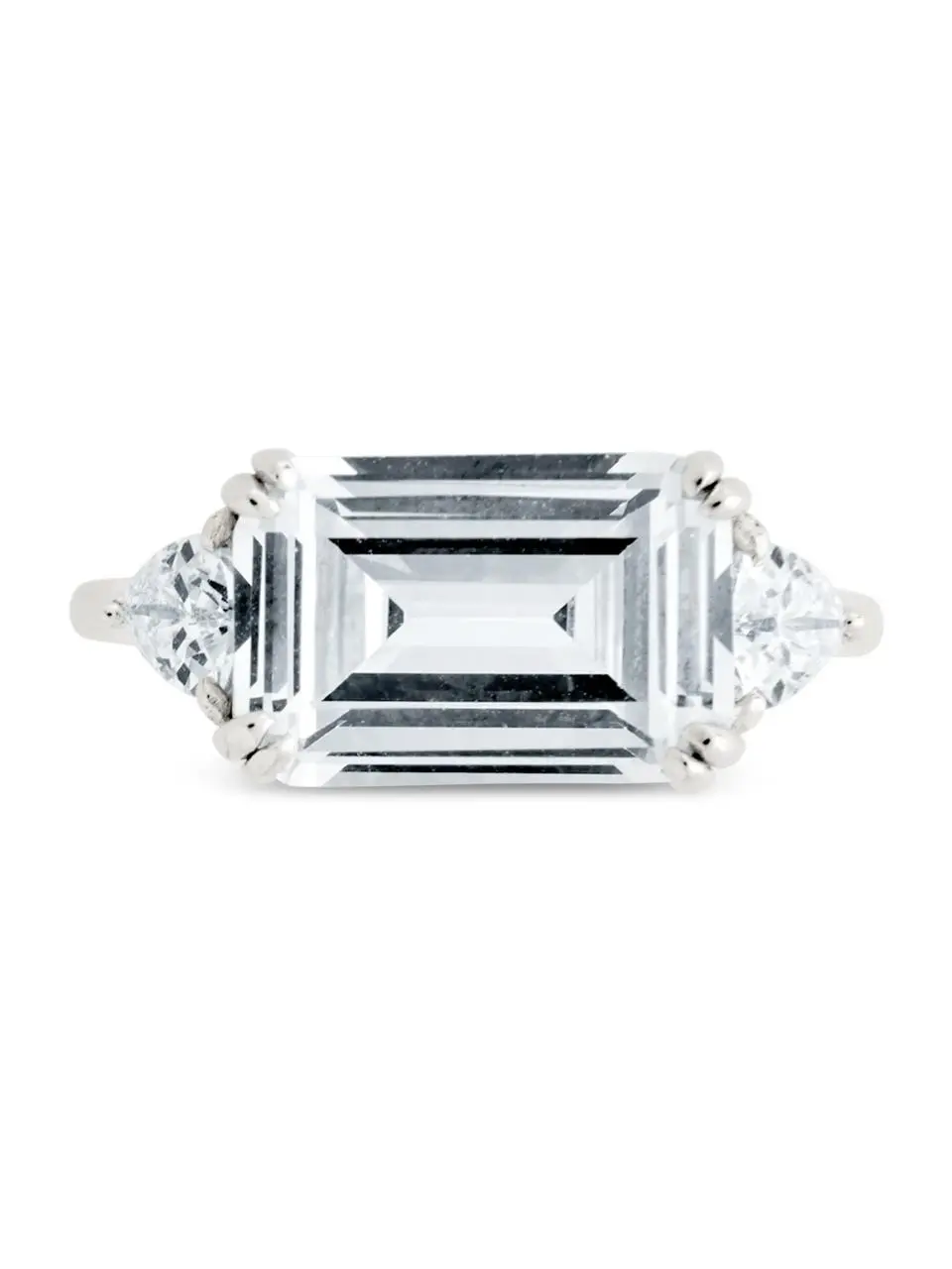 Sterling Silver Emerald & Trillion Ring Sterling Silver Emerald & Trillion Ring