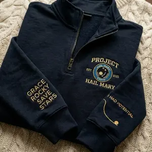 Project Haiil Mary Embroidered Quarter Zip , Amaze Amaze Amaze Hoodie, Sci-fi Fantasy Bookish Crewneck Shirt, Gift For Her Him