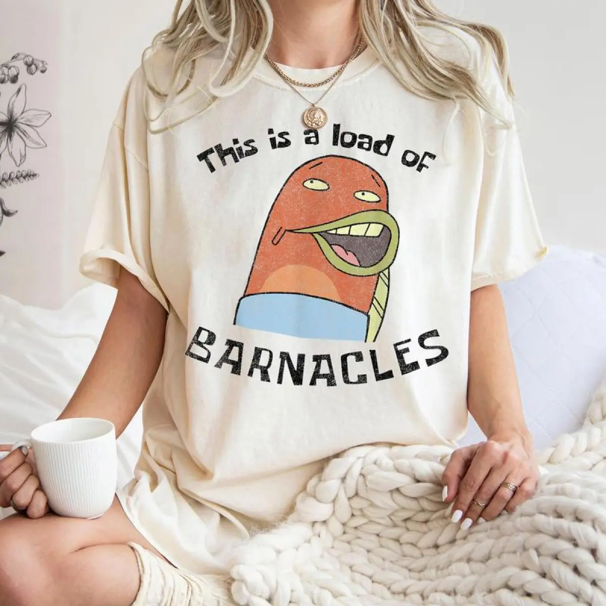 Men's Graphic Tshirt in Soft 100% Cotton, Funny 'This is a Load of Barnacles' Quote, Relaxed Fit Crewneck, Everyday Staple Piece, Casual Wear, Graphic Print, Breathable Fabric, Round Neck, Tee, Crew Neck, Lightweight, Style, Casual Fit, Barnacle Joke Tee,