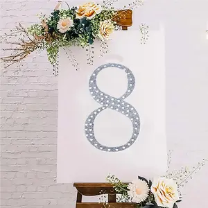 Decorative Rhinestone Number "8" Stickers 8", Silver Glitter Adhesive Craft Numbers - DIY Sparkle Embellishments