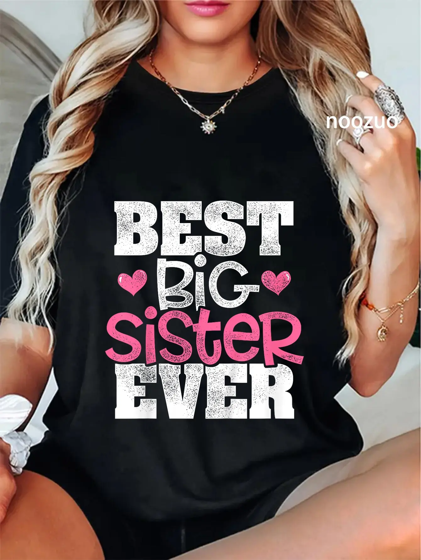 100% Cotton Best Big Sister Ever Siblings Family Announcement Sis Love T-Shirt