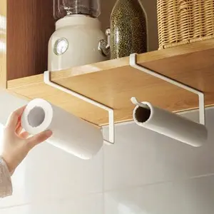 1pc Modern Base Cabinet Kitchen Paper Holder, No-Drill Wall-Mounted Roll Holder, Multi-Functional Storage Organizer for Paper, Cling Film, and Cloth - Not Safe for Food Contact
