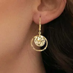 Irregular Textured Disc Leverback Earrings – Hypoallergenic Daily Party Jewelry for Women, Anniversary Gift