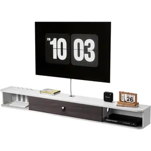 VEVOR Floating TV Stand, 47'' Wall Mounted TV Console Modern Floating Entertainment Center Under TV Shelf with Storage Cabinet, for Bedroom Living Room, WhiteVEVOR Super Brand Day