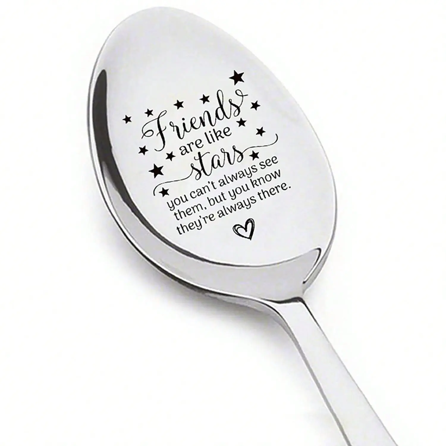 Stainless Steel Engraved Spoon, 1 Count Letter Pattern Teaspoon, Coffee Dessert Spoon, Tableware for Home Kitchen Dining Room