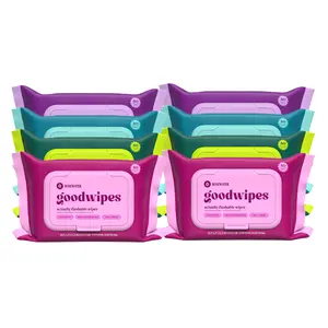 Goodwipes Mega Value Variety Pack - 400 XL Flushable Booty Wipes, 40% Larger, 100% Plant-Based Fibers, Safe for Sewer & Septic Systems - 4 pack of 50ct