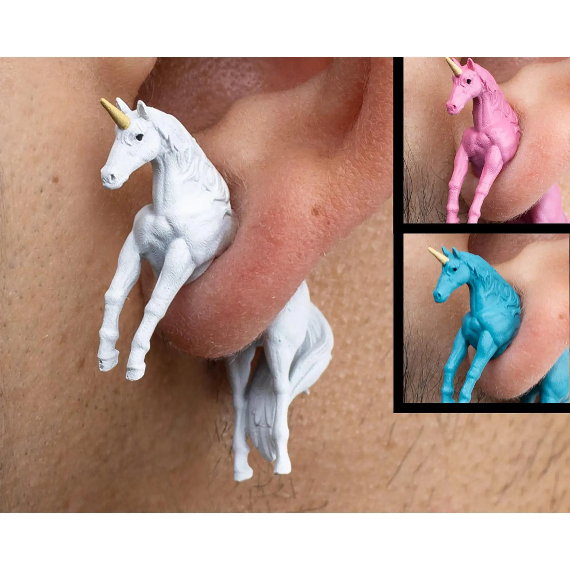 Unicorn Earrings • Hand-Painted • 3D Printed • Quirky • Funny • Weird • Gift