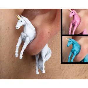 Unicorn Earrings • Hand-Painted • 3D Printed • Quirky • Funny • Weird • Gift