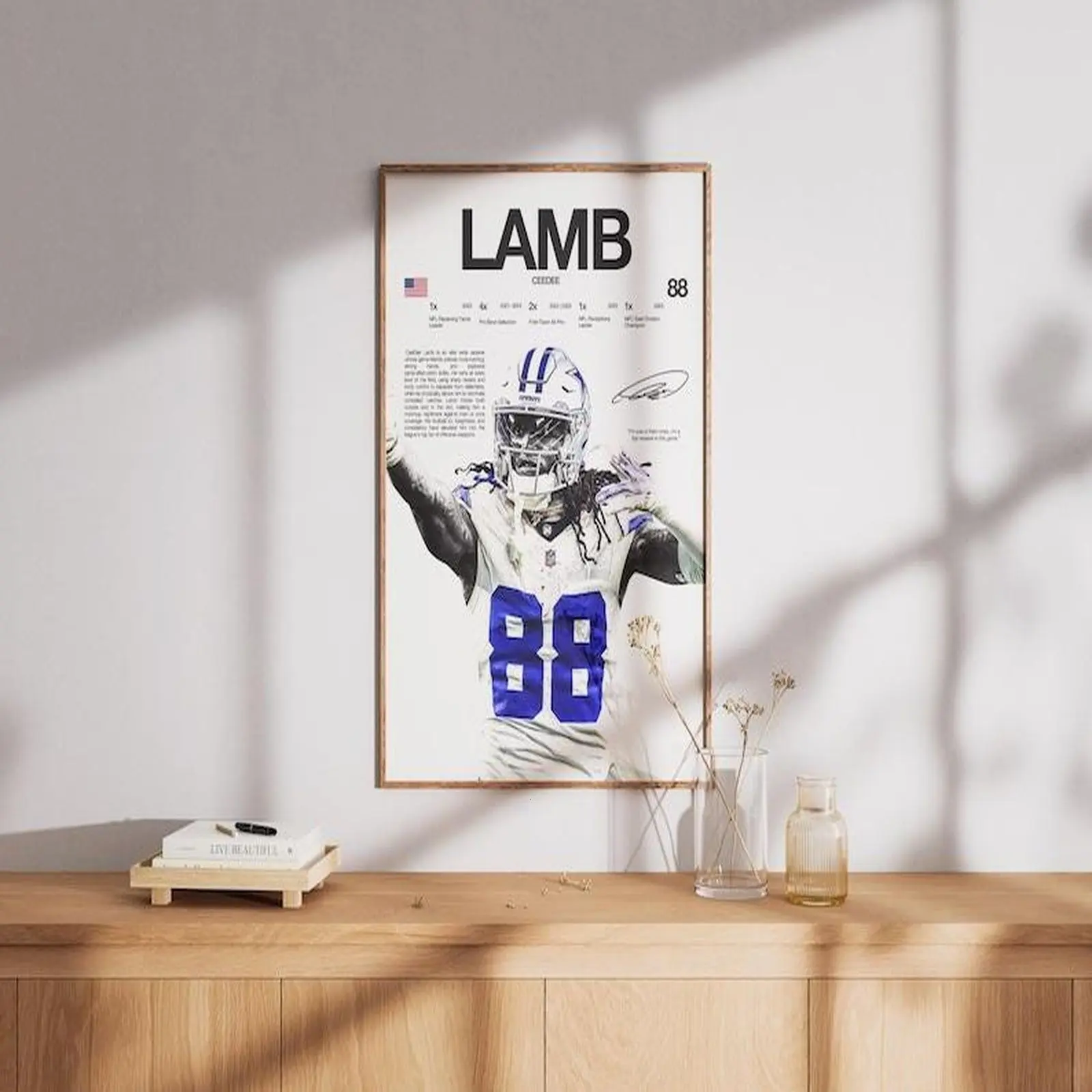 CeeDee Lamb Poster, NFL Wall Print, Football NFL Poster Print, Sports Decor, Dallas Cowboys Poster, Football Gift (UnFramed)