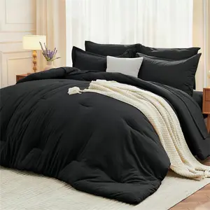 WF-2025Hot Selling 7 Pieces Queen Comforter Set, Soft Bed in a Bag Queen Size, All Season Bedding Set with Comforter, Flat Sheet, Fitted Sheet, Pillowcases & Shams