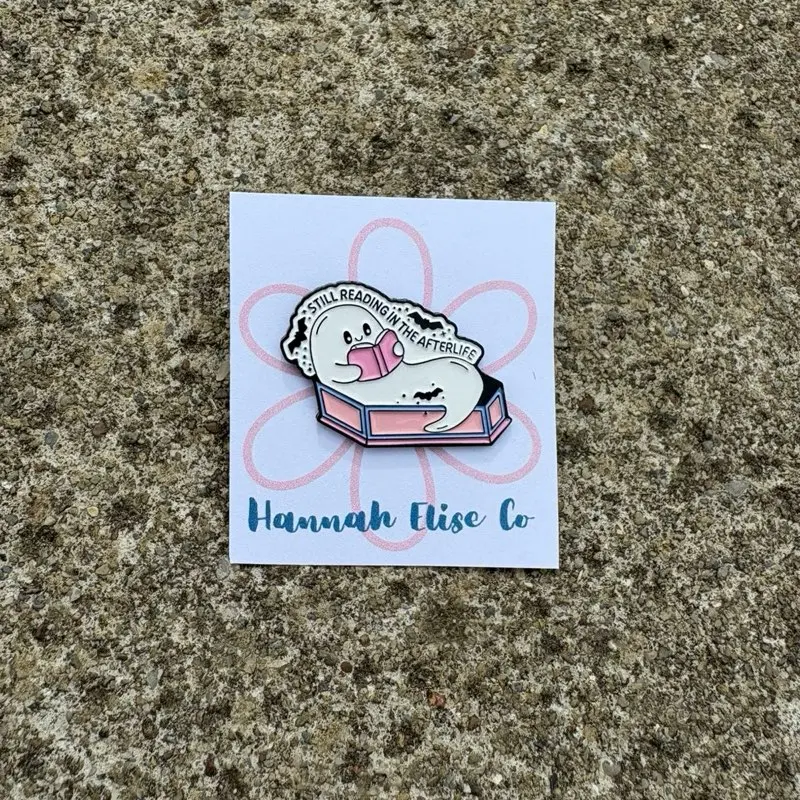 Reading in the Afterlife Ghost Enamel Pin