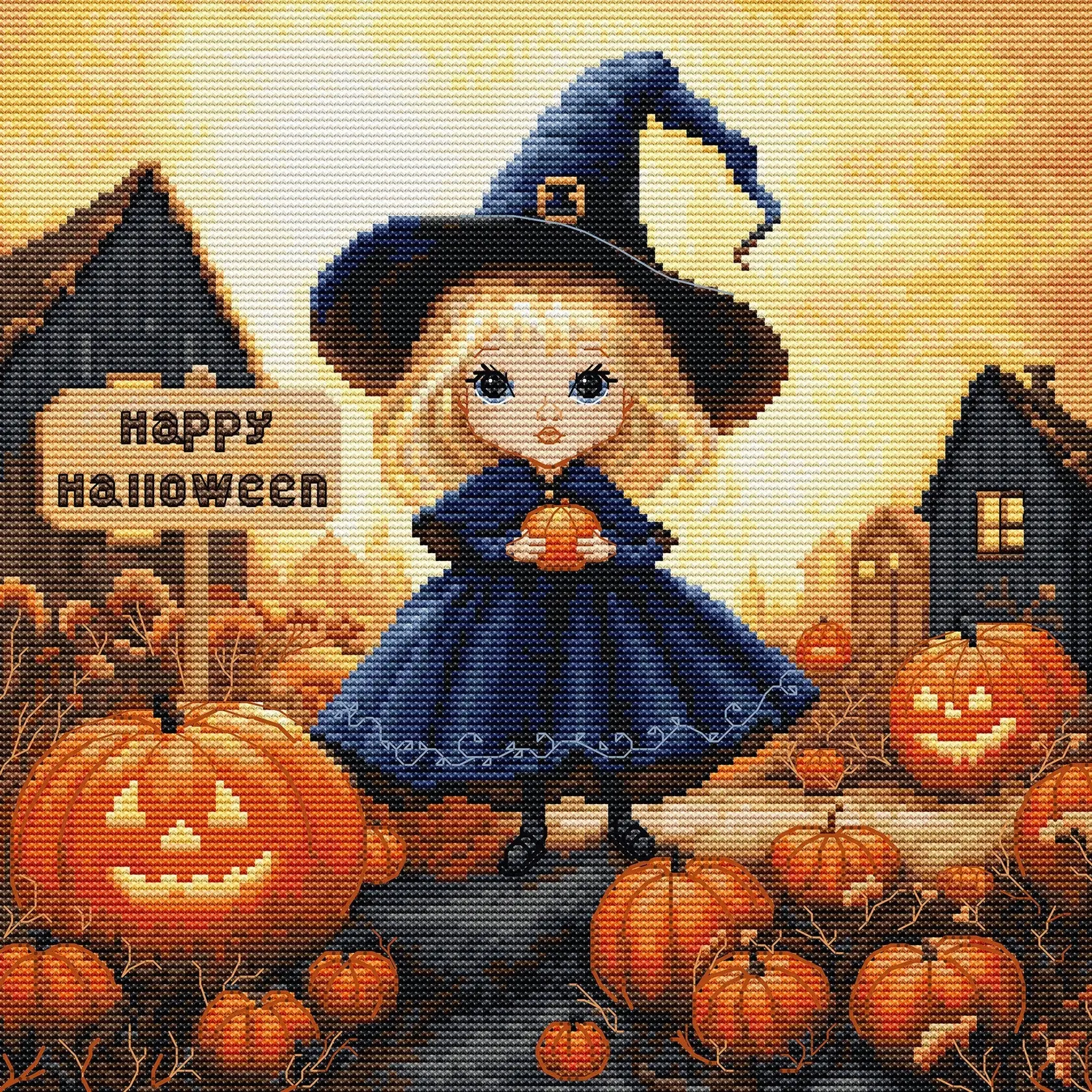 Happy Halloween Counted Cross-Stitch Kit by Luca-S BU5069L