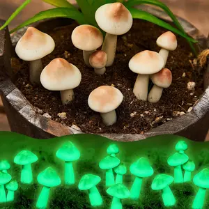 10 count Luminous Mushroom Miniature Garden Mushrooms Outdoor Decor  Glow in The Dark Yard Decor for Fairy Outdoor Garden  Landscape Terrarium Christmas Tree