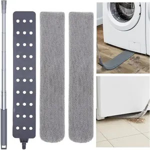 Retractable Gap Dust Cleaner with 30-100 Feet Extendable Long Handle and 2 Microfiber Dusting Cloths, Cleaning Duster for Under Appliance Refrigerator Furniture Sofa Bed (Gray)