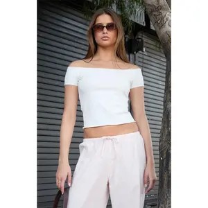 John Galt Women's White Bonnie Off-The-Shoulder Short Sleeve Top