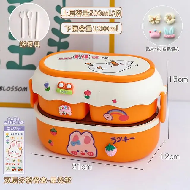 Kawaii Portable Lunch Box For Girls School Kids Plastic Picnic Bento Box Microwave Food Box With Compartments Storage Containers