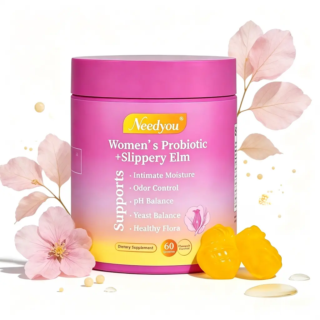 Women's Healthcare Juicy Feminine Probiotics Gummies - 1-in-1 Solution with Slippery Elm, Prebiotics & Lactobacillus Blend for pH Balance & Dryness - Hawaiian Pineapple Flavor, 60 Counts Support Long Term